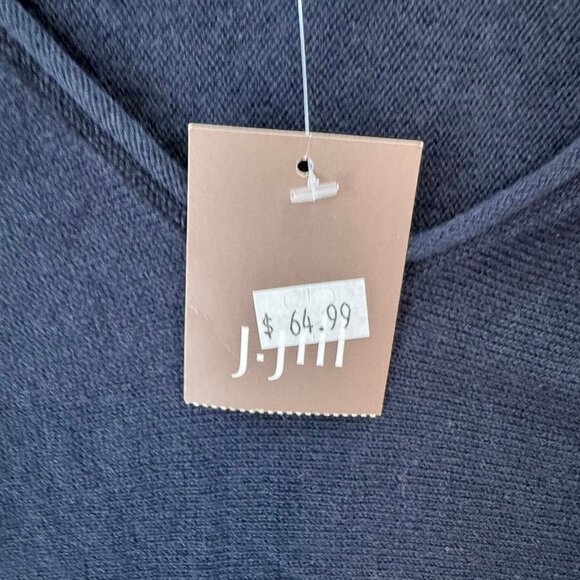 J Jill NWT navy long sleeve sweater tunic fringe hem size medium O54 - Picture 4 of 9